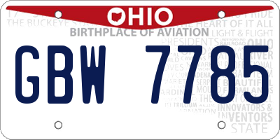 OH license plate GBW7785