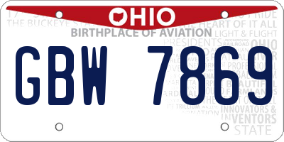 OH license plate GBW7869
