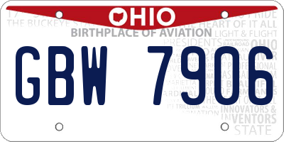 OH license plate GBW7906