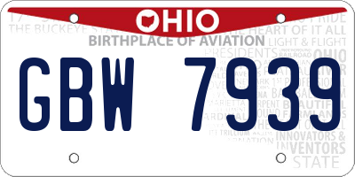 OH license plate GBW7939