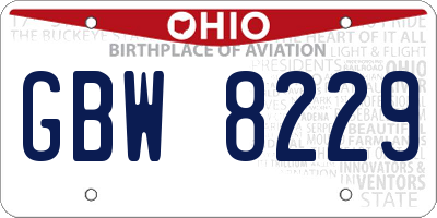 OH license plate GBW8229