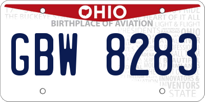OH license plate GBW8283