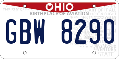 OH license plate GBW8290
