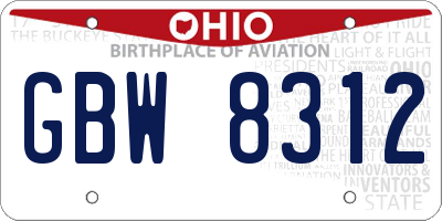 OH license plate GBW8312