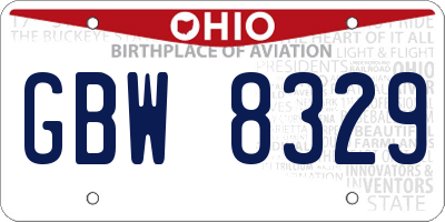 OH license plate GBW8329