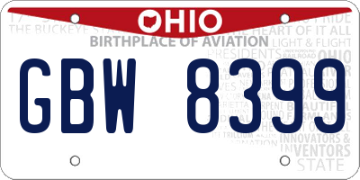 OH license plate GBW8399