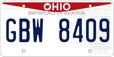 OH license plate GBW8409