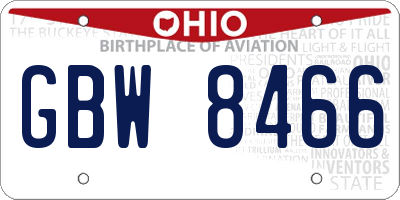 OH license plate GBW8466