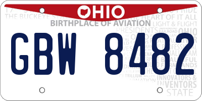 OH license plate GBW8482