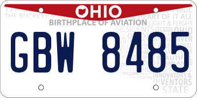 OH license plate GBW8485