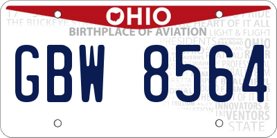 OH license plate GBW8564