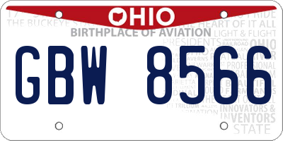 OH license plate GBW8566