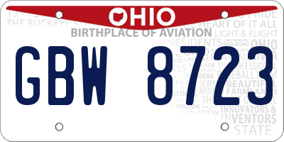 OH license plate GBW8723