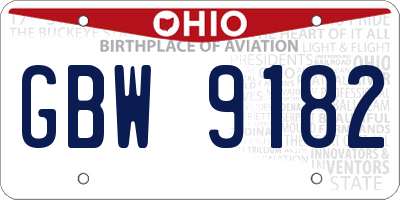 OH license plate GBW9182