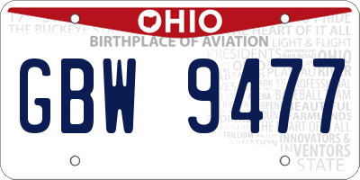 OH license plate GBW9477