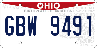 OH license plate GBW9491