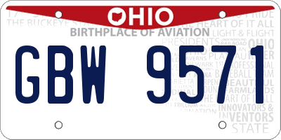 OH license plate GBW9571