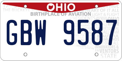 OH license plate GBW9587