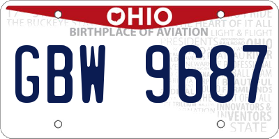 OH license plate GBW9687