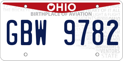 OH license plate GBW9782