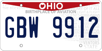 OH license plate GBW9912