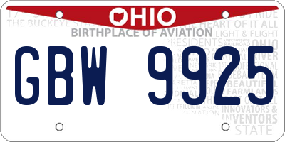 OH license plate GBW9925