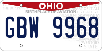 OH license plate GBW9968