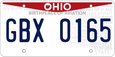 OH license plate GBX0165