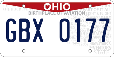 OH license plate GBX0177