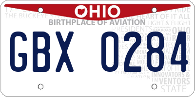 OH license plate GBX0284
