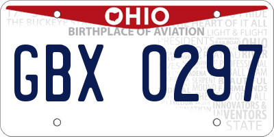 OH license plate GBX0297