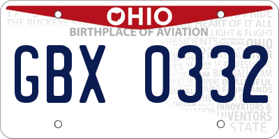 OH license plate GBX0332