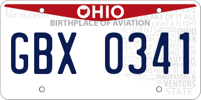 OH license plate GBX0341