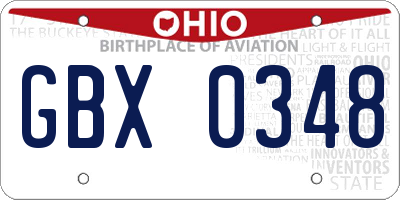 OH license plate GBX0348