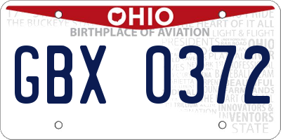 OH license plate GBX0372