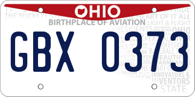 OH license plate GBX0373