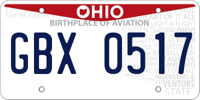 OH license plate GBX0517
