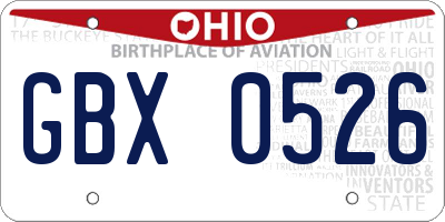 OH license plate GBX0526