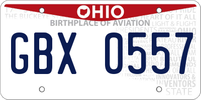 OH license plate GBX0557