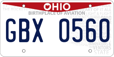 OH license plate GBX0560