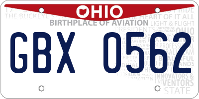 OH license plate GBX0562