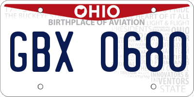 OH license plate GBX0680
