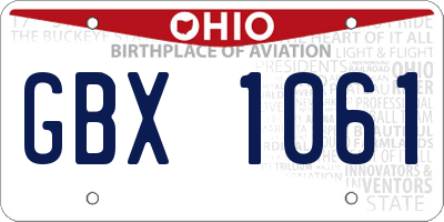 OH license plate GBX1061