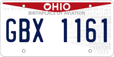 OH license plate GBX1161