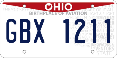 OH license plate GBX1211