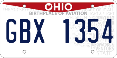 OH license plate GBX1354