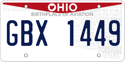 OH license plate GBX1449
