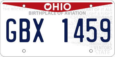 OH license plate GBX1459