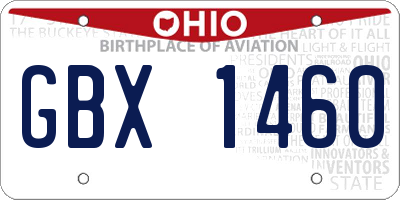 OH license plate GBX1460
