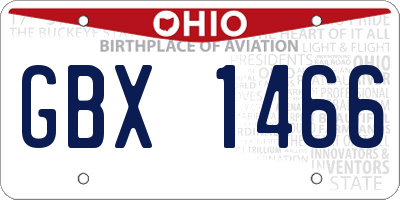 OH license plate GBX1466